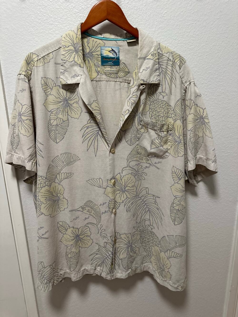 Tommy Bahama Island Modern Fit Silk Shirt, XXL